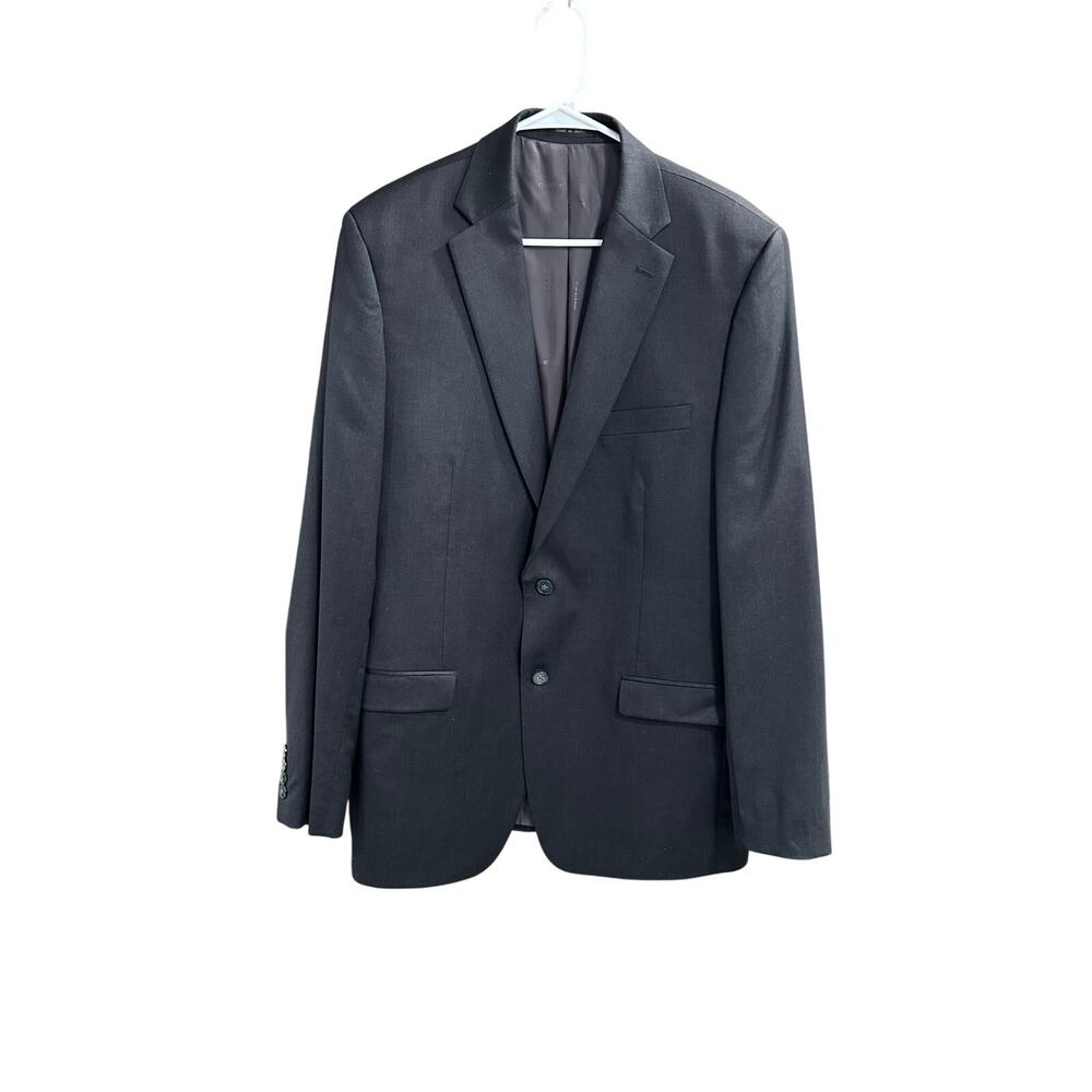 Calvin Klein 42L Men's 2 Button Suit Jacket Blazer Formal Charcoal Gray Wool